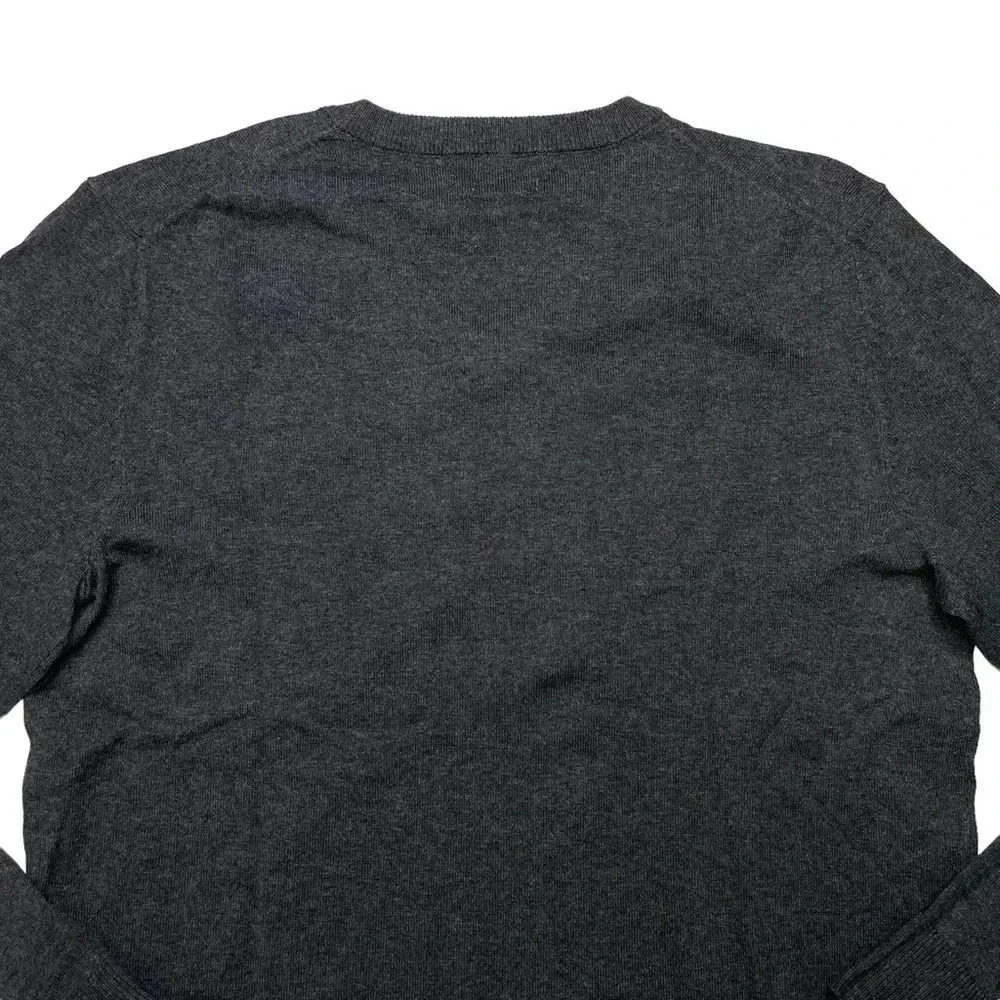 Alfani Solid Table Cotton Blend Dark Grey V-Neck Classic Fit Mens Sweater - Picture 8 of 10